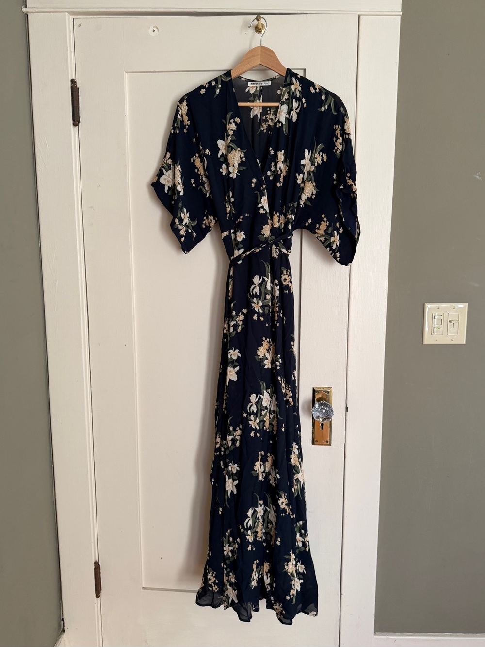 Reformation Winslow Floral Wrap Maxi Dress - Navy